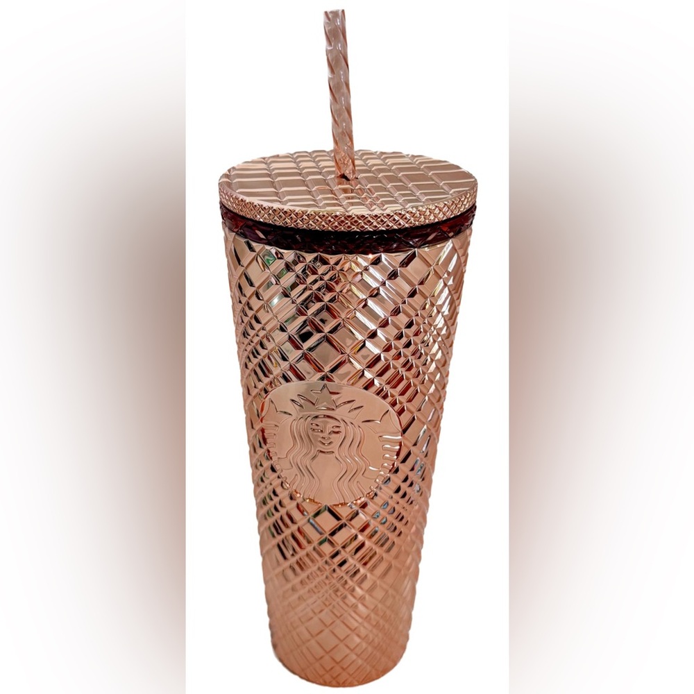 Starbucks 2023 Winter Holiday Jeweled 16oz Tumbler Cup Rose Gold Complete nice